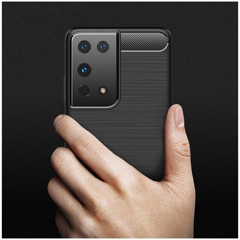 Samsung Galaxy S21 Ultra Hoesje Geborsteld TPU Flexibel Zwart afbeelding 4