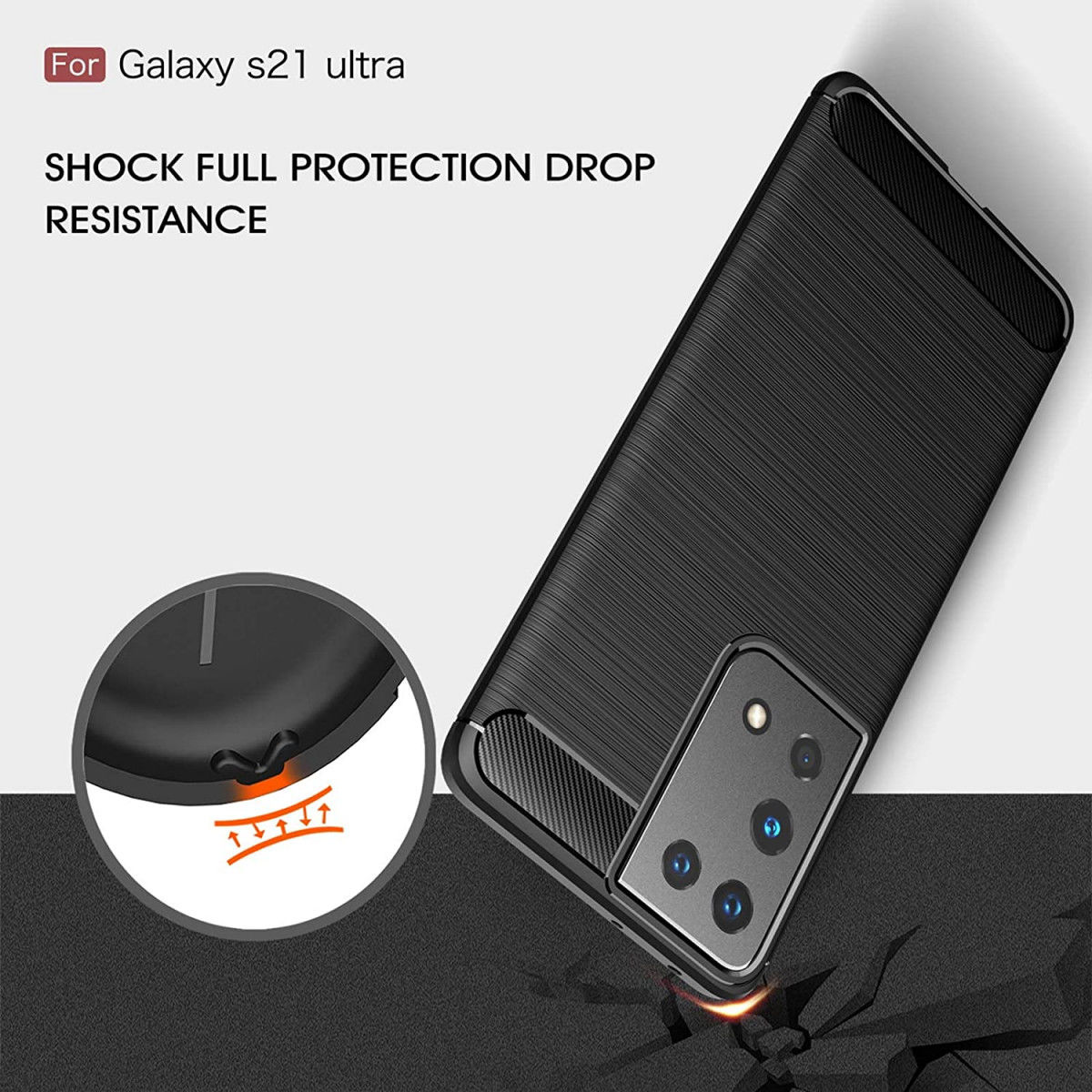 Samsung Galaxy S21 Ultra Hoesje Geborsteld TPU Flexibel Zwart afbeelding 6