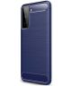 Samsung Galaxy S21 Ultra Hoesje Geborsteld TPU Flexibel Blauw