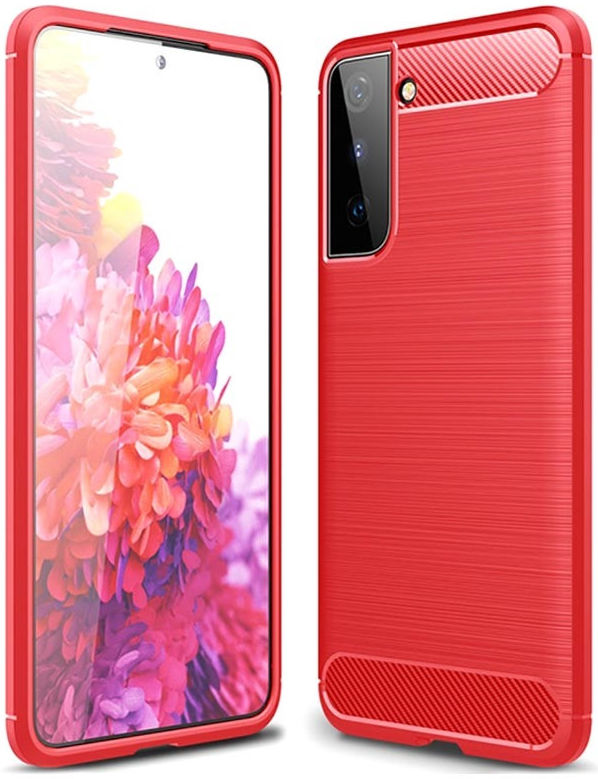 Samsung Galaxy S21 Ultra Hoesje Geborsteld TPU Flexibel Rood afbeelding 1