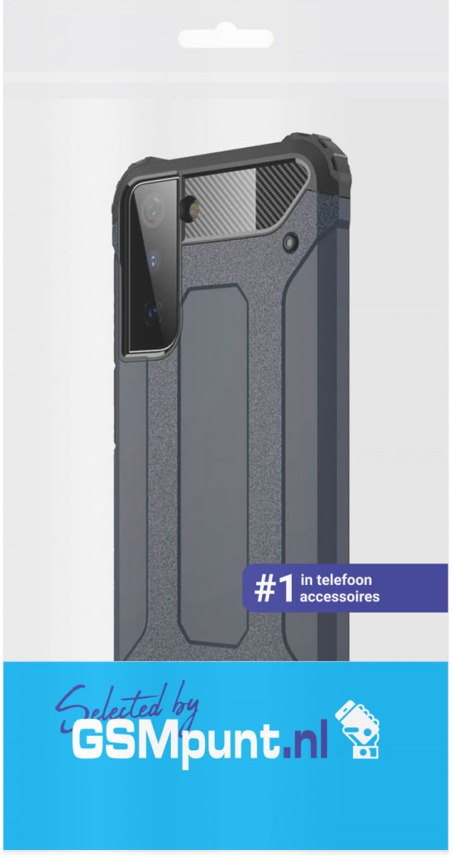 Samsung Galaxy S21 Hoesje Shock Proof Hybride Back Cover Blauw afbeelding 2