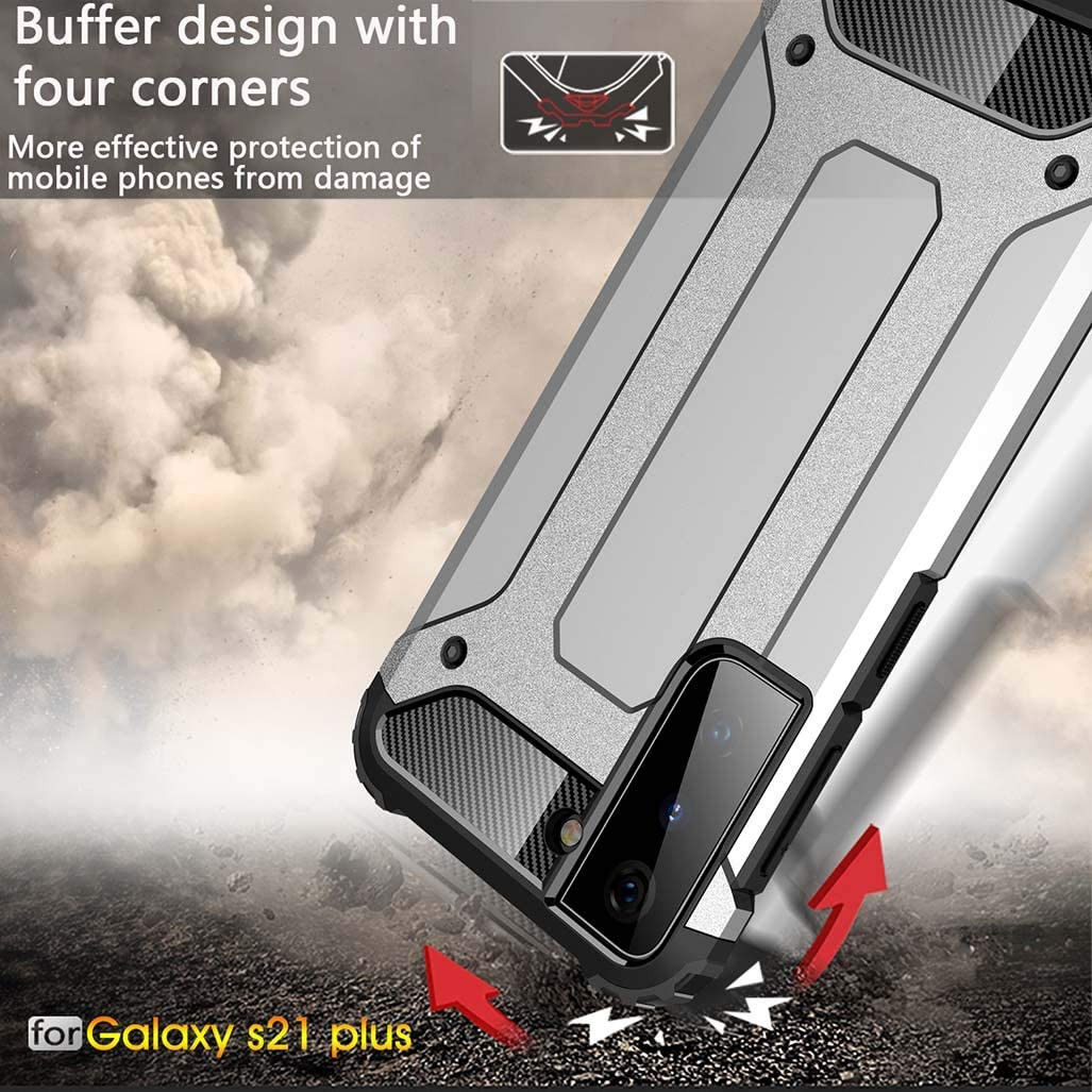 Samsung Galaxy S21 Plus Hoesje Shock Proof Hybride Back Cover Zwart afbeelding 4