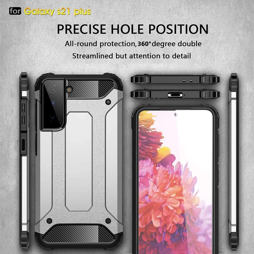 Samsung Galaxy S21 Plus Hoesje Shock Proof Hybride Back Cover Zwart afbeelding 6