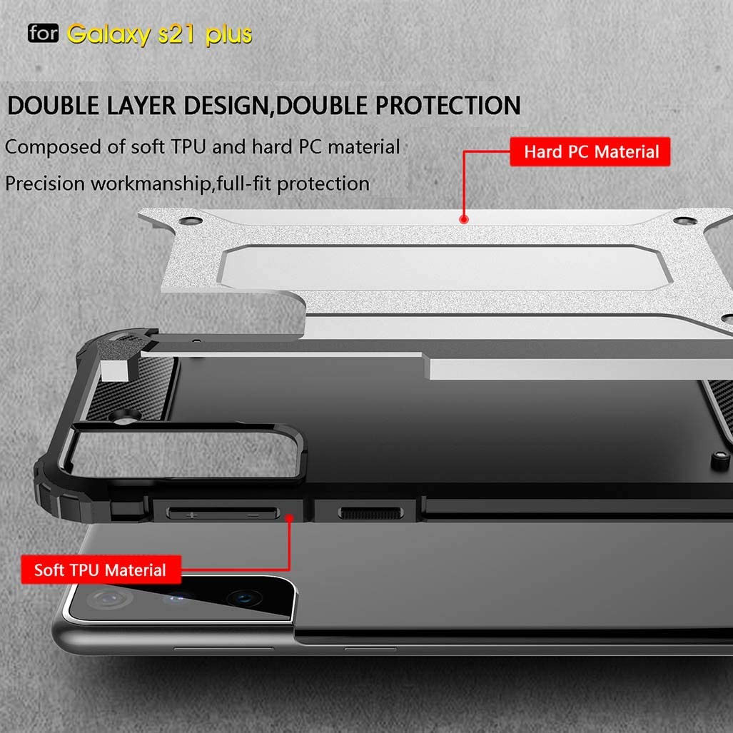 Samsung Galaxy S21 Plus Hoesje Shock Proof Hybride Back Cover Zwart afbeelding 7