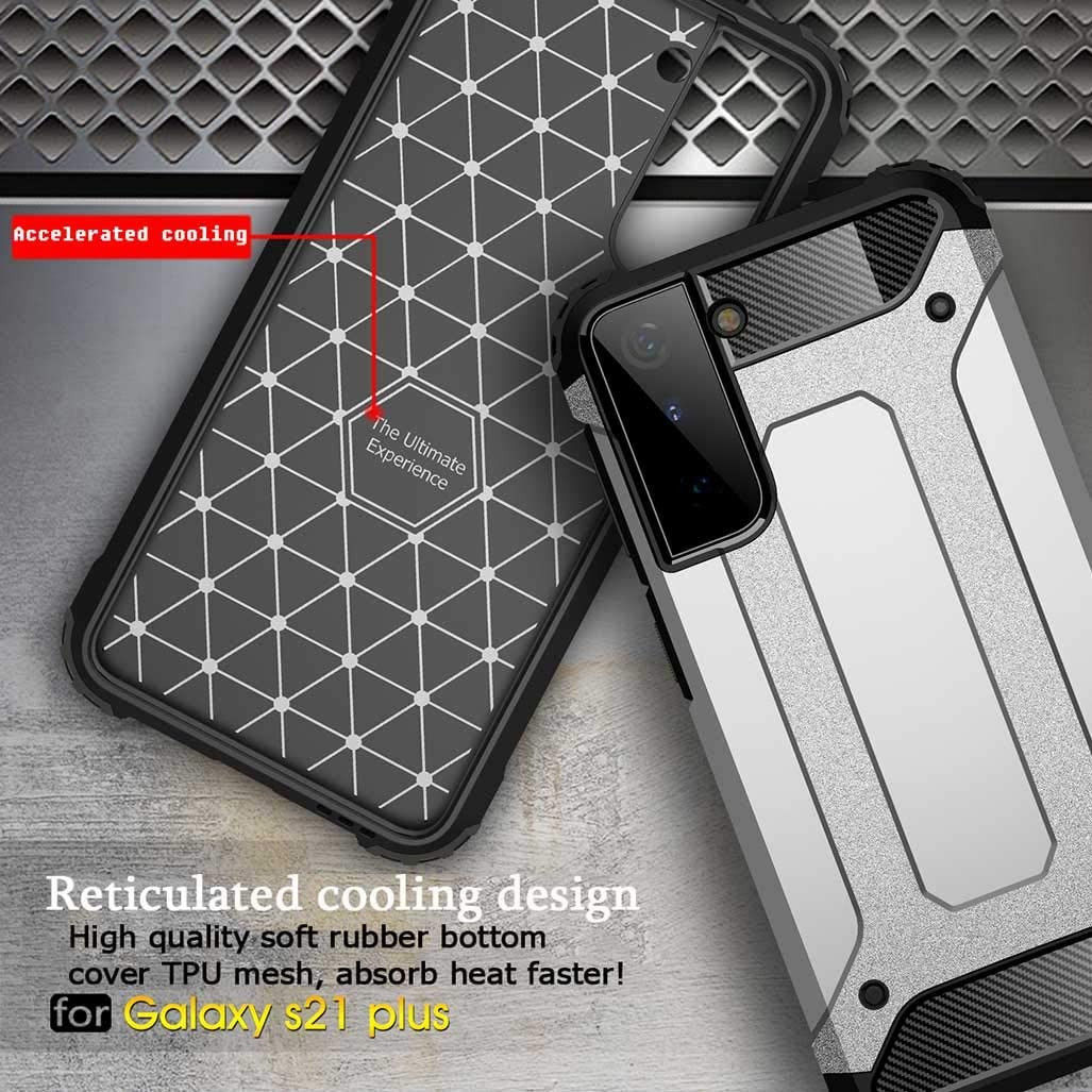 Samsung Galaxy S21 Plus Hoesje Shock Proof Hybride Back Cover Blauw afbeelding 4