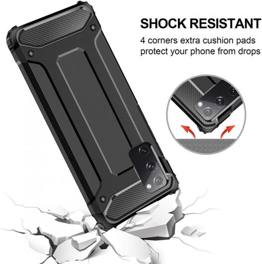Samsung Galaxy S21 Plus Hoesje Shock Proof Hybride Back Cover Blauw afbeelding 10