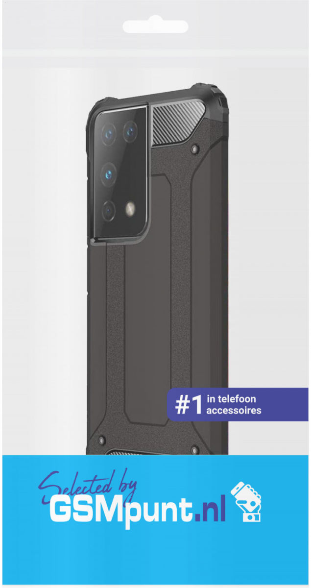 Samsung Galaxy S21 Ultra Hoesje Shock Proof Hybride Back Cover Zwart afbeelding 3