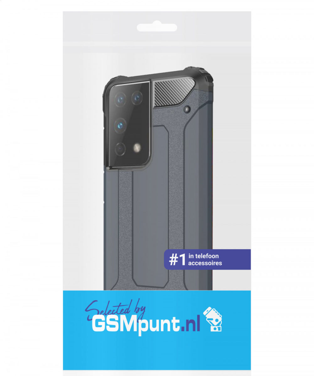 Samsung Galaxy S21 Ultra Hoesje Shock Proof Hybride Back Cover Blauw afbeelding 2