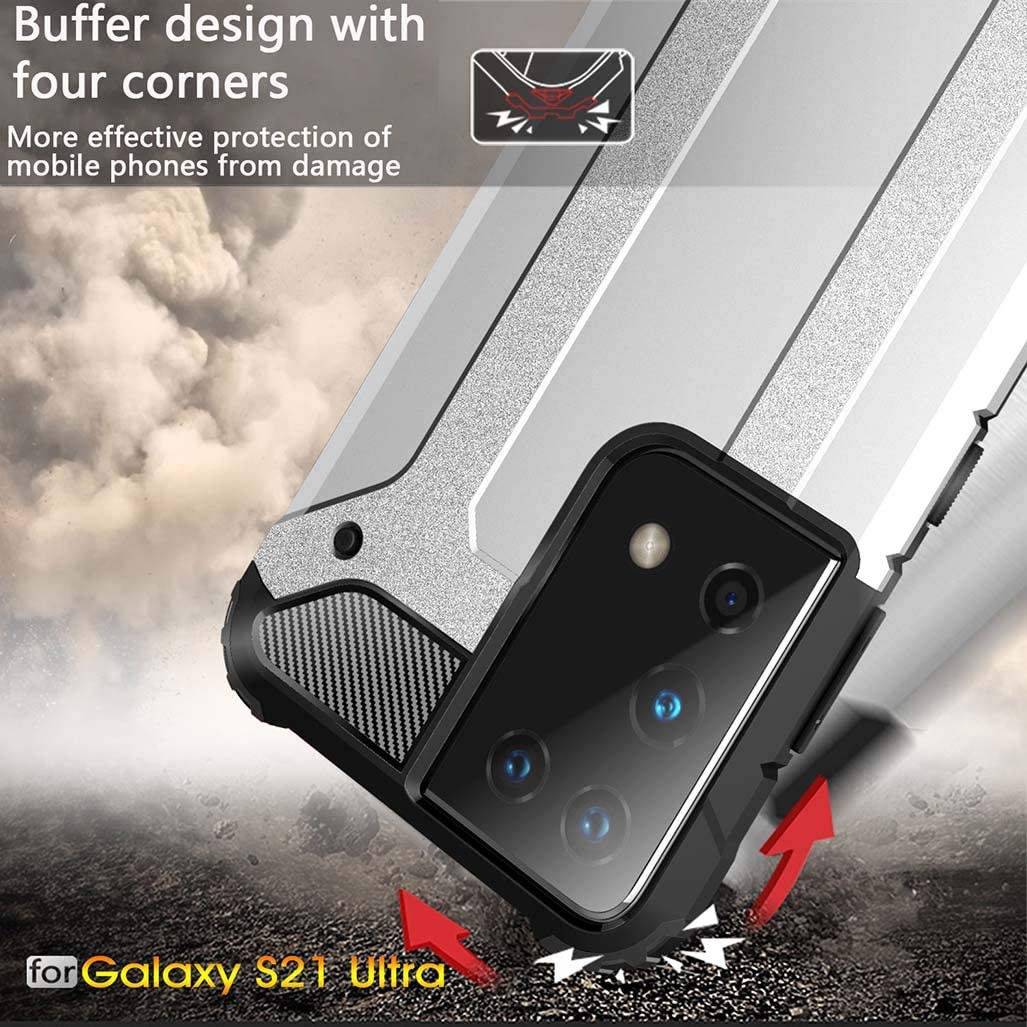 Samsung Galaxy S21 Ultra Hoesje Shock Proof Hybride Back Cover Blauw afbeelding 3