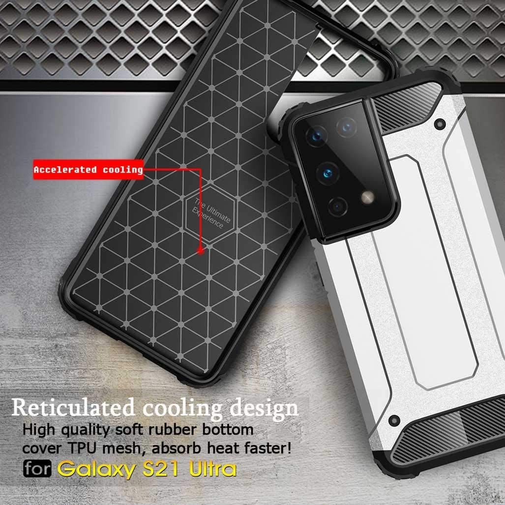 Samsung Galaxy S21 Ultra Hoesje Shock Proof Hybride Back Cover Blauw afbeelding 4