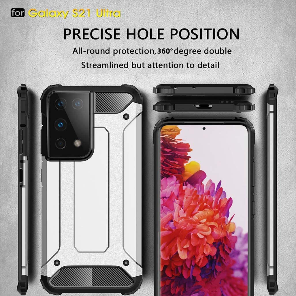 Samsung Galaxy S21 Ultra Hoesje Shock Proof Hybride Back Cover Blauw afbeelding 5