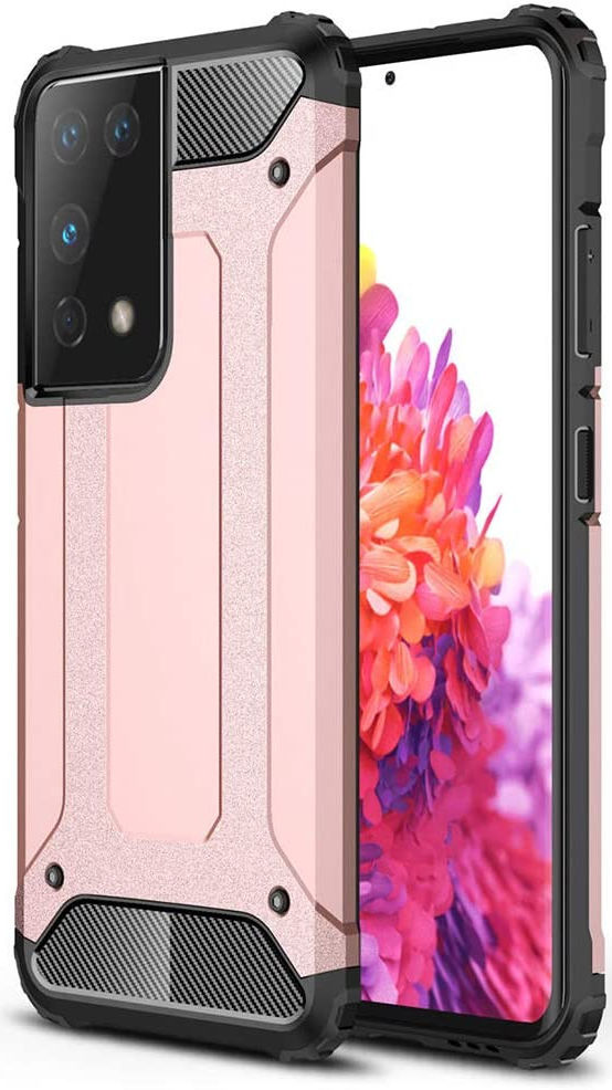 Samsung Galaxy S21 Ultra Hoesje Shock Proof Hybride Back Cover Roze afbeelding 1