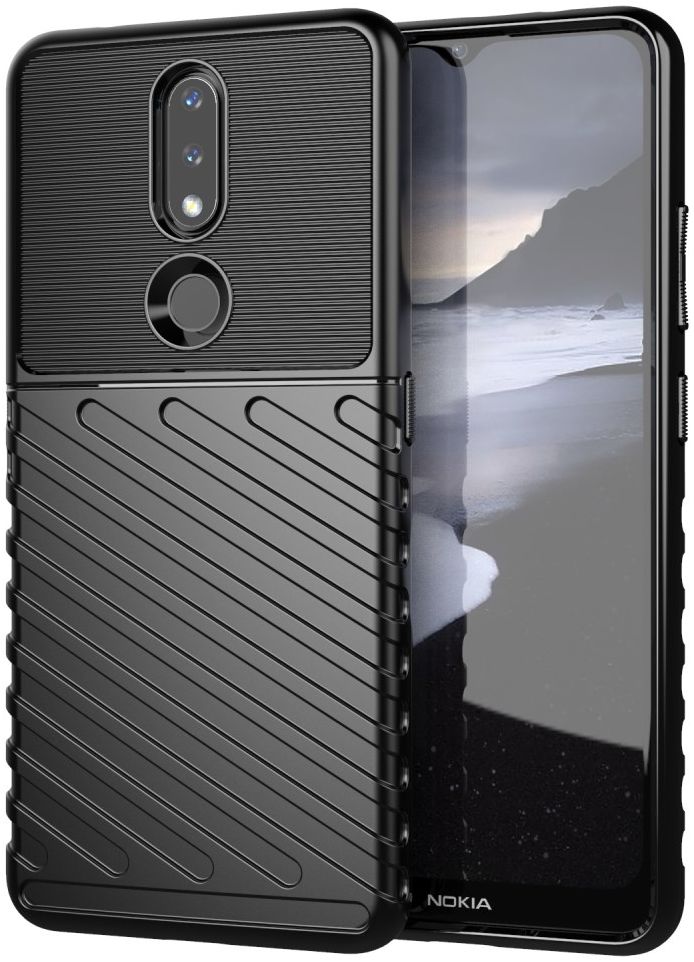 Nokia 2.4 Hoesje Twill Slim Textuur Back Cover Zwart afbeelding 1