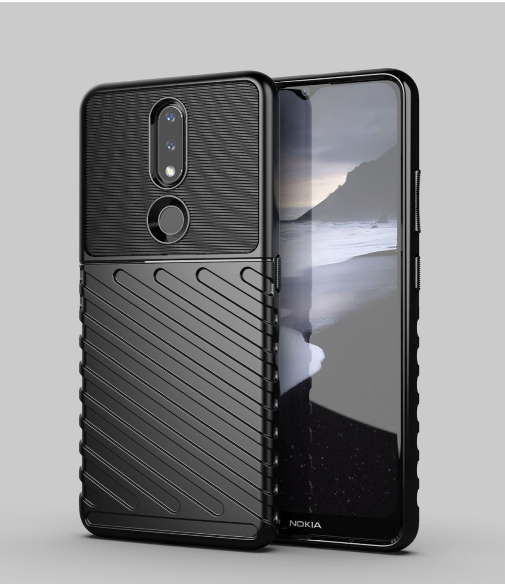 Nokia 2.4 Hoesje Twill Slim Textuur Back Cover Zwart afbeelding 2
