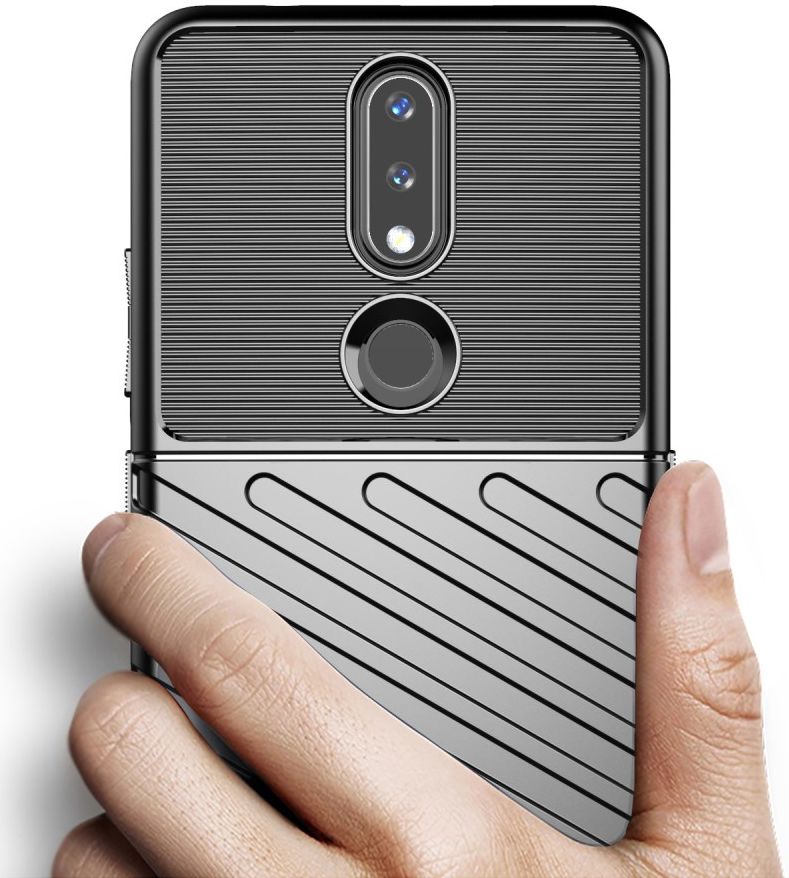 Nokia 2.4 Hoesje Twill Slim Textuur Back Cover Zwart afbeelding 4