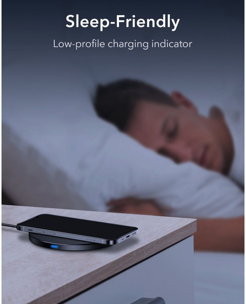 ESR Wireless Charger Pad 15W met USB naar USB-C Kabel 1M Zwart afbeelding 6
